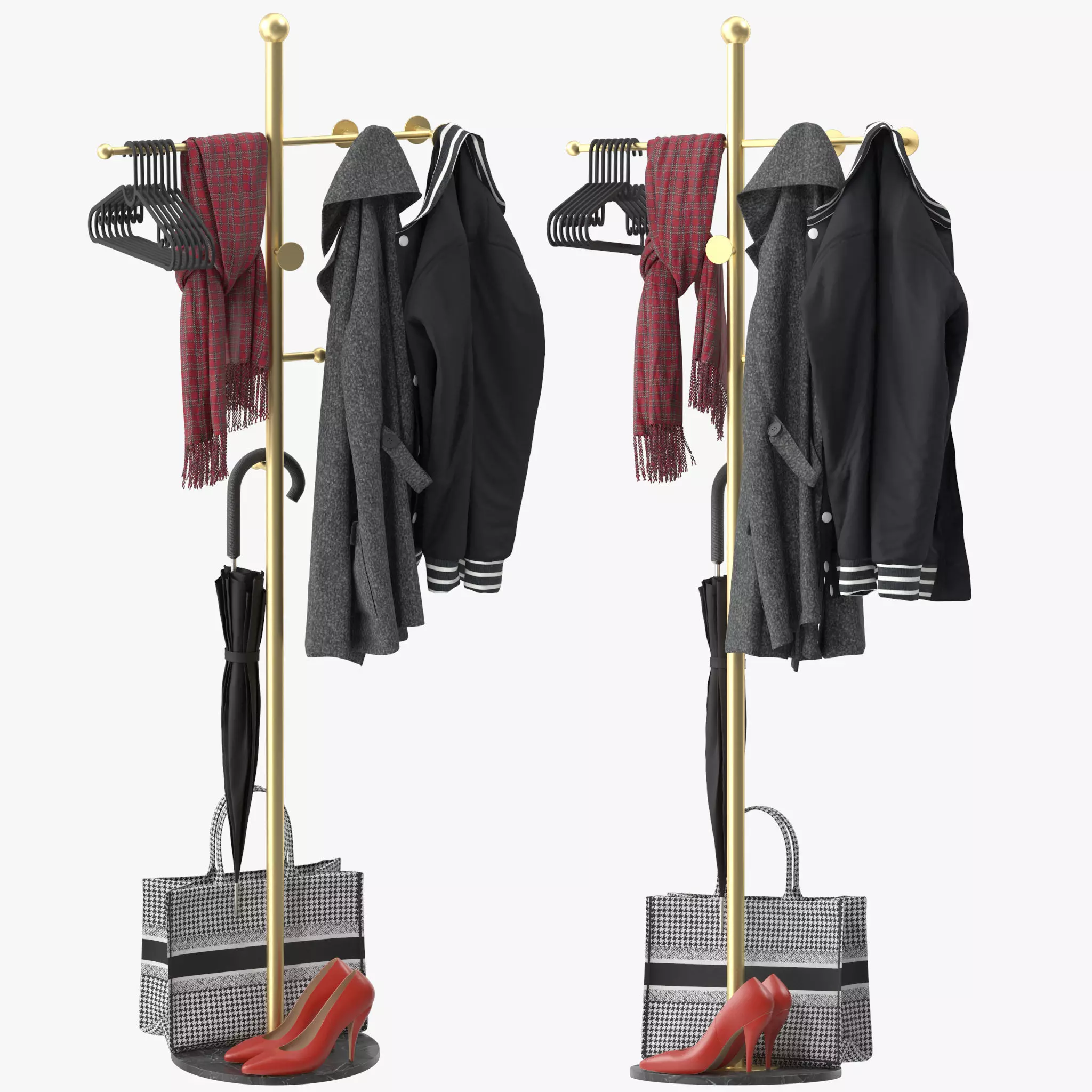 Metal Coat Rack Free Standing 3D model_0