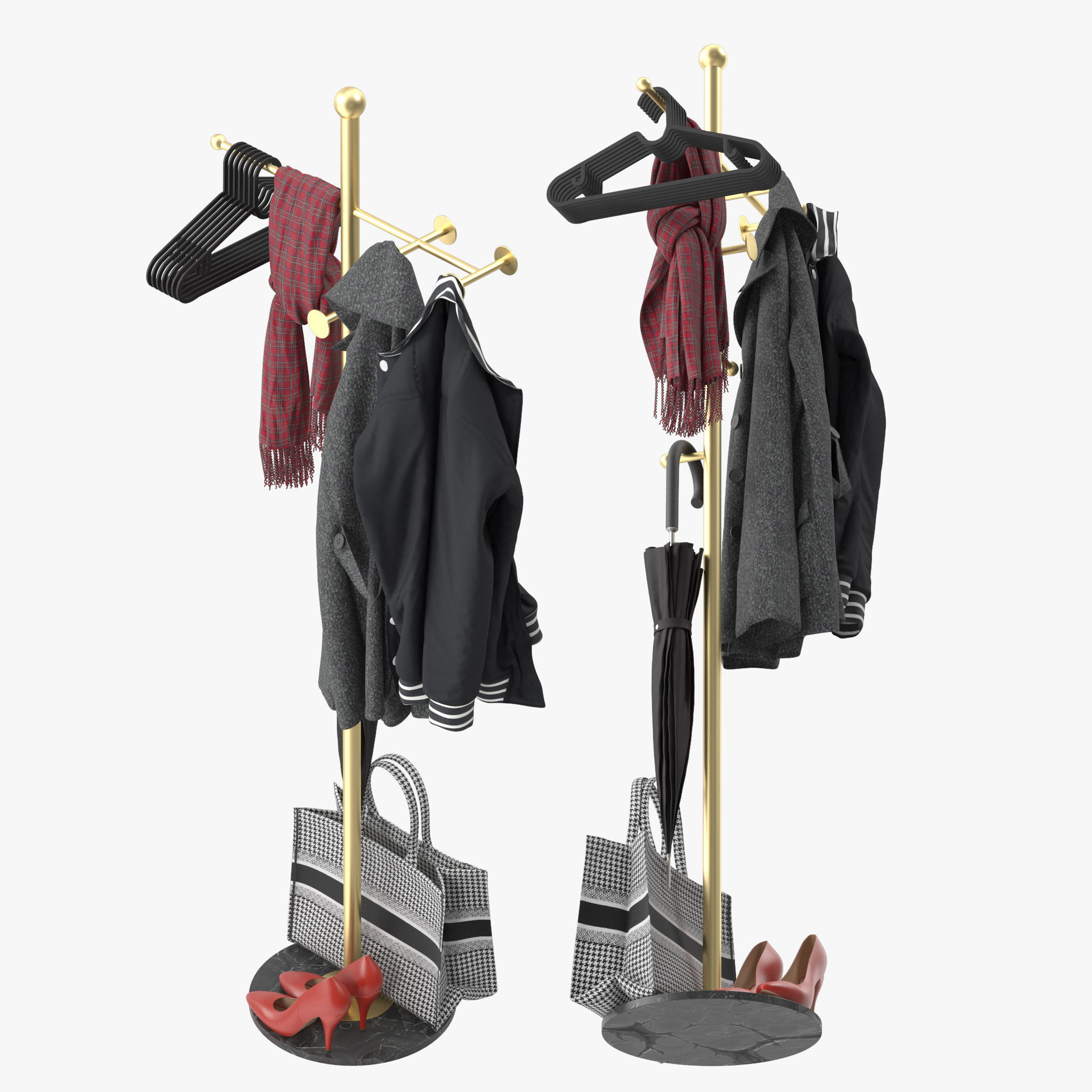 Metal Coat Rack Free Standing 3D model_3