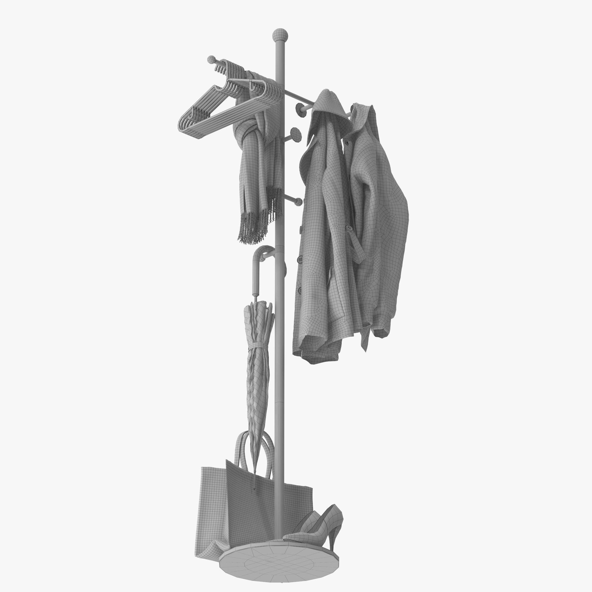 Metal Coat Rack Free Standing 3D model_18