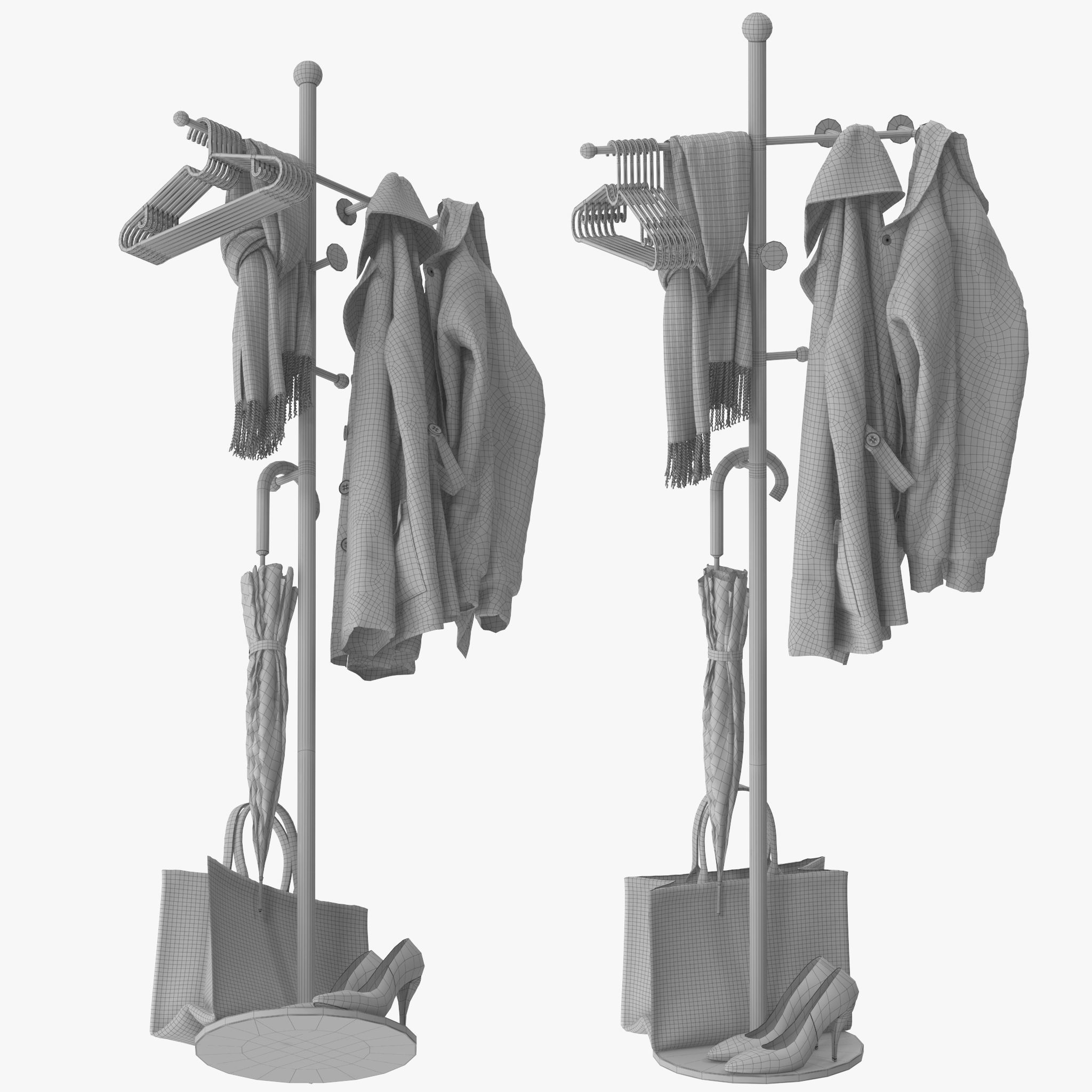 Metal Coat Rack Free Standing 3D model_16