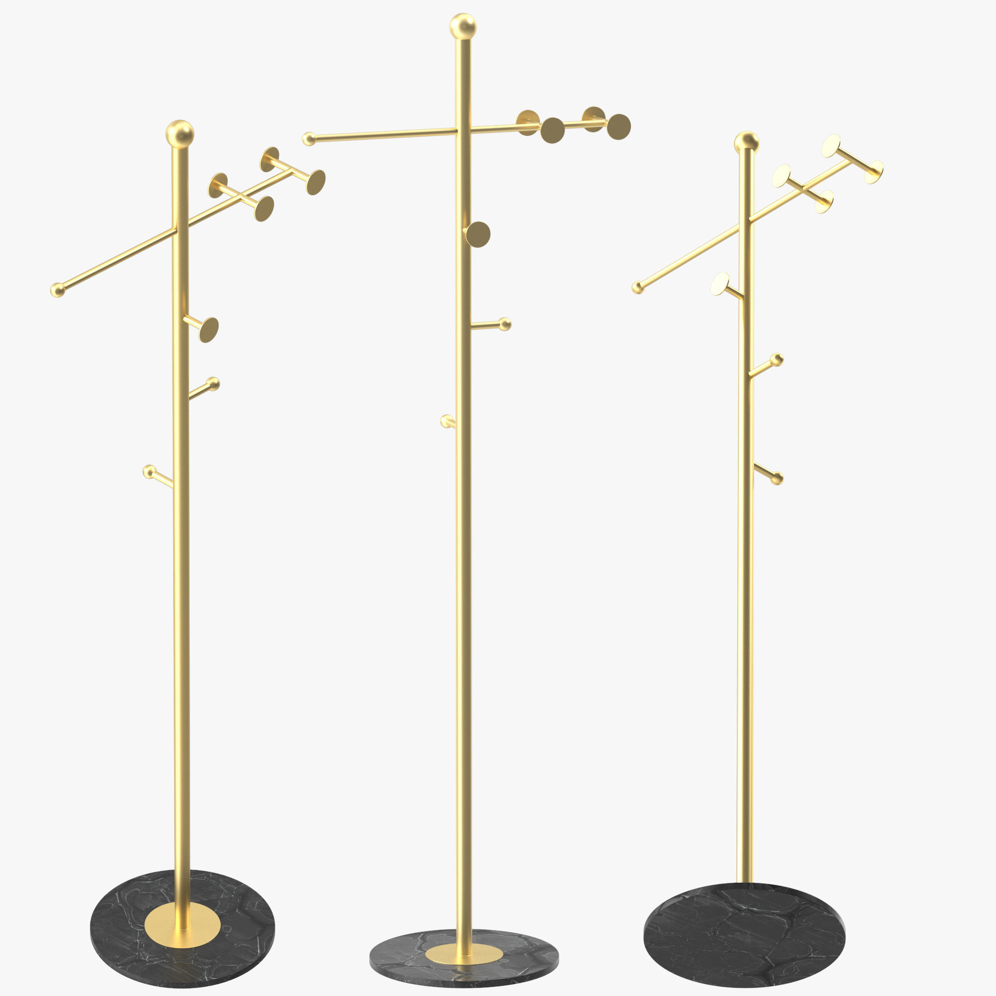 Metal Coat Rack Free Standing 3D model_12