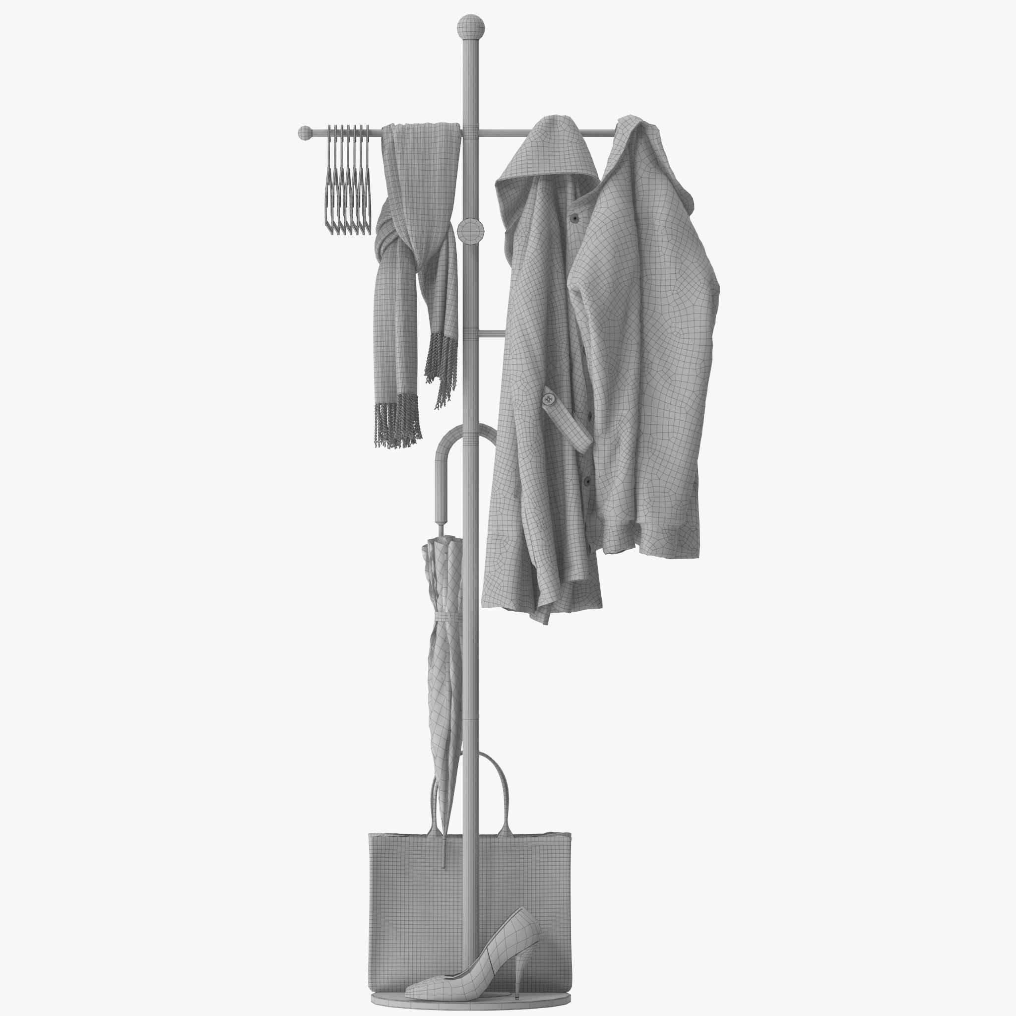 Metal Coat Rack Free Standing 3D model_19