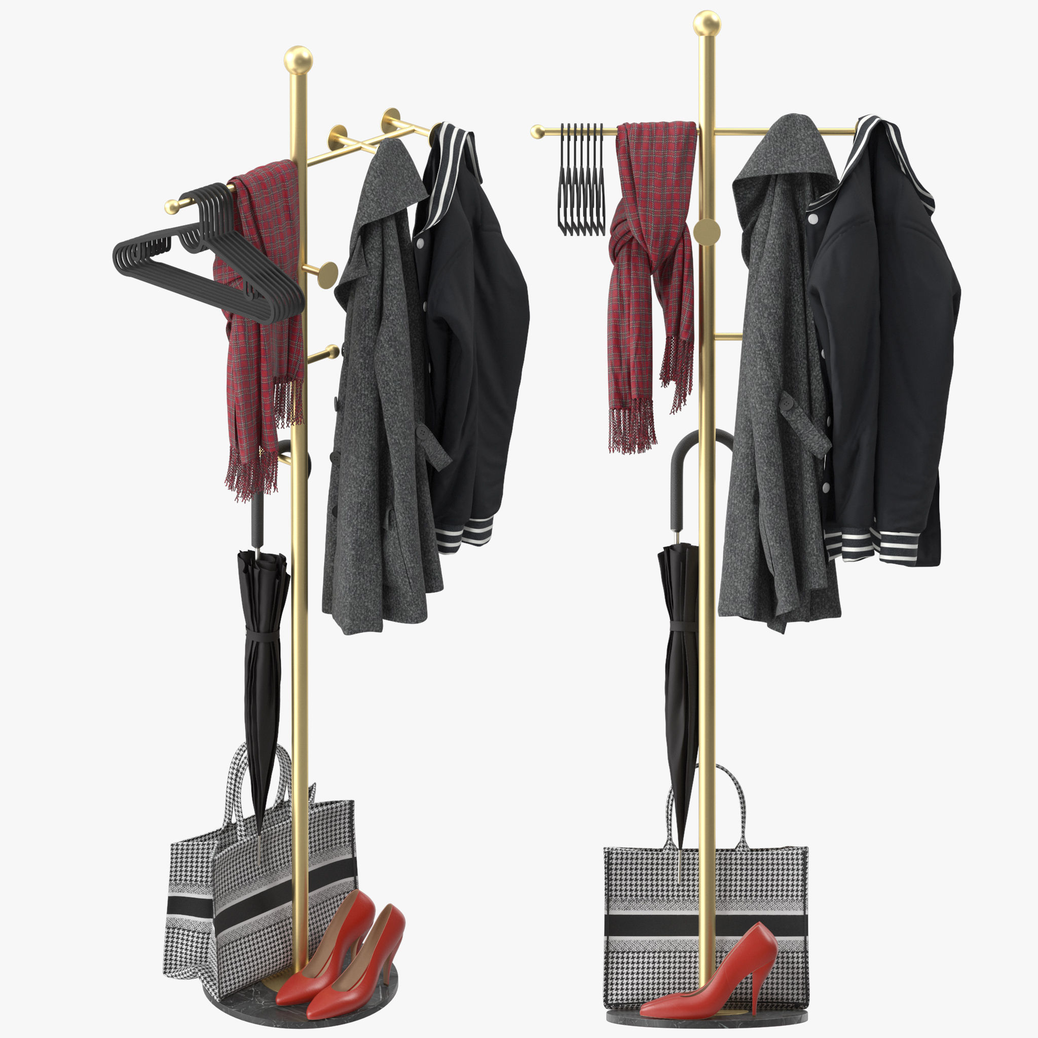 Metal Coat Rack Free Standing 3D model_1