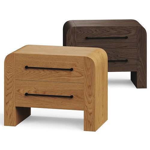 CB2 Sutton 2 Drawer White Oak Wood Nightstand Bedside Table 3D model