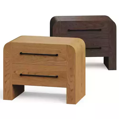 CB2 Sutton 2 Drawer White Oak Wood Nightstand Bedside Table