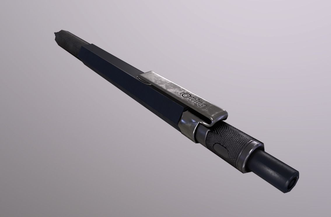 Rotring Pencil Low-poly 3D model_2