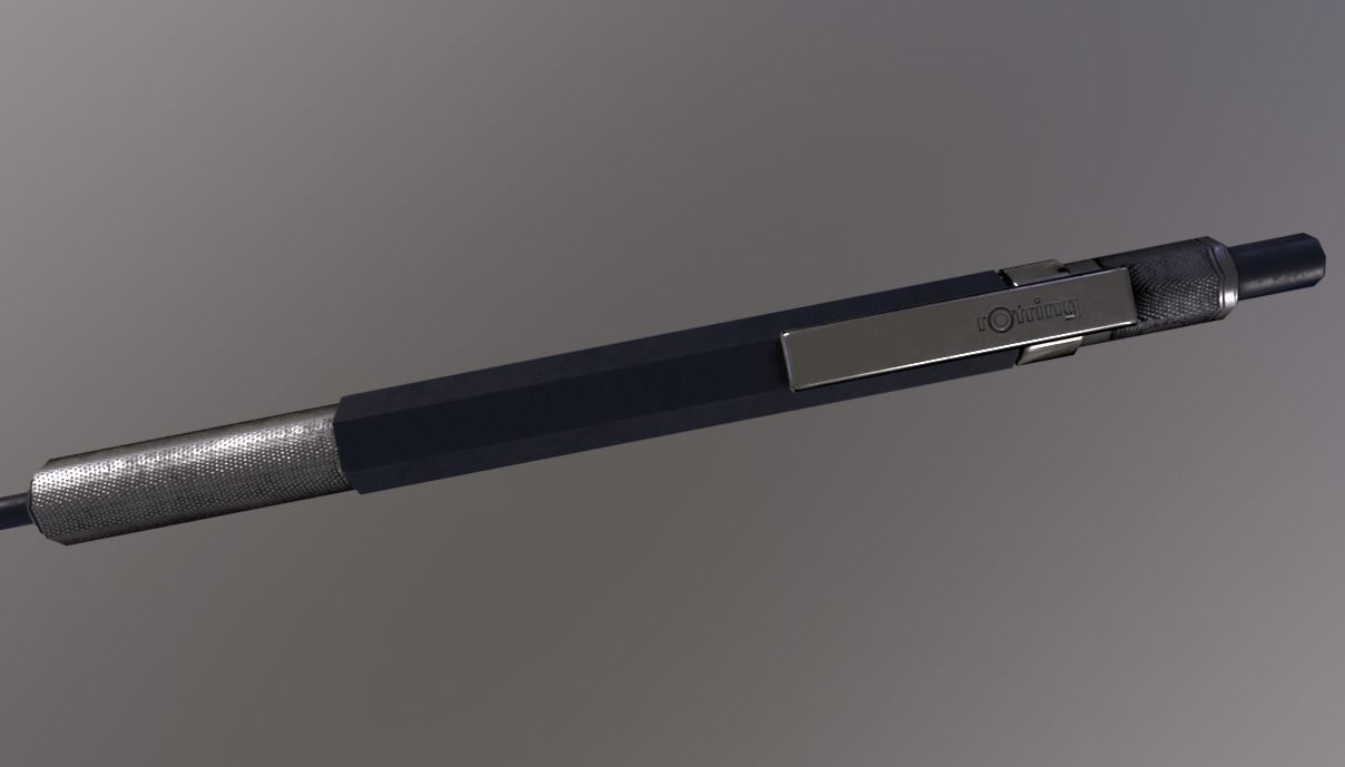 Rotring Pencil Low-poly 3D model_4