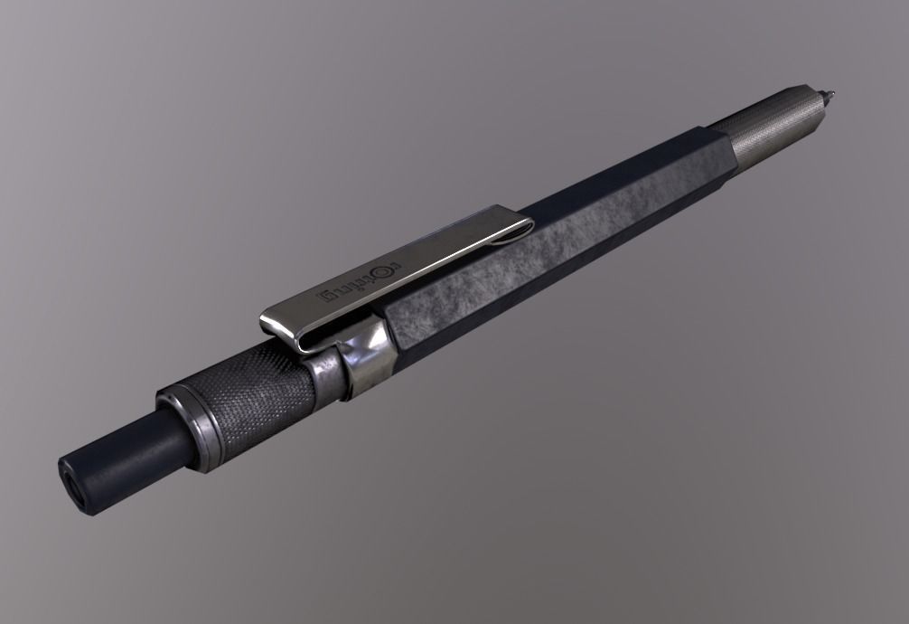 Rotring Pencil Low-poly 3D model_3