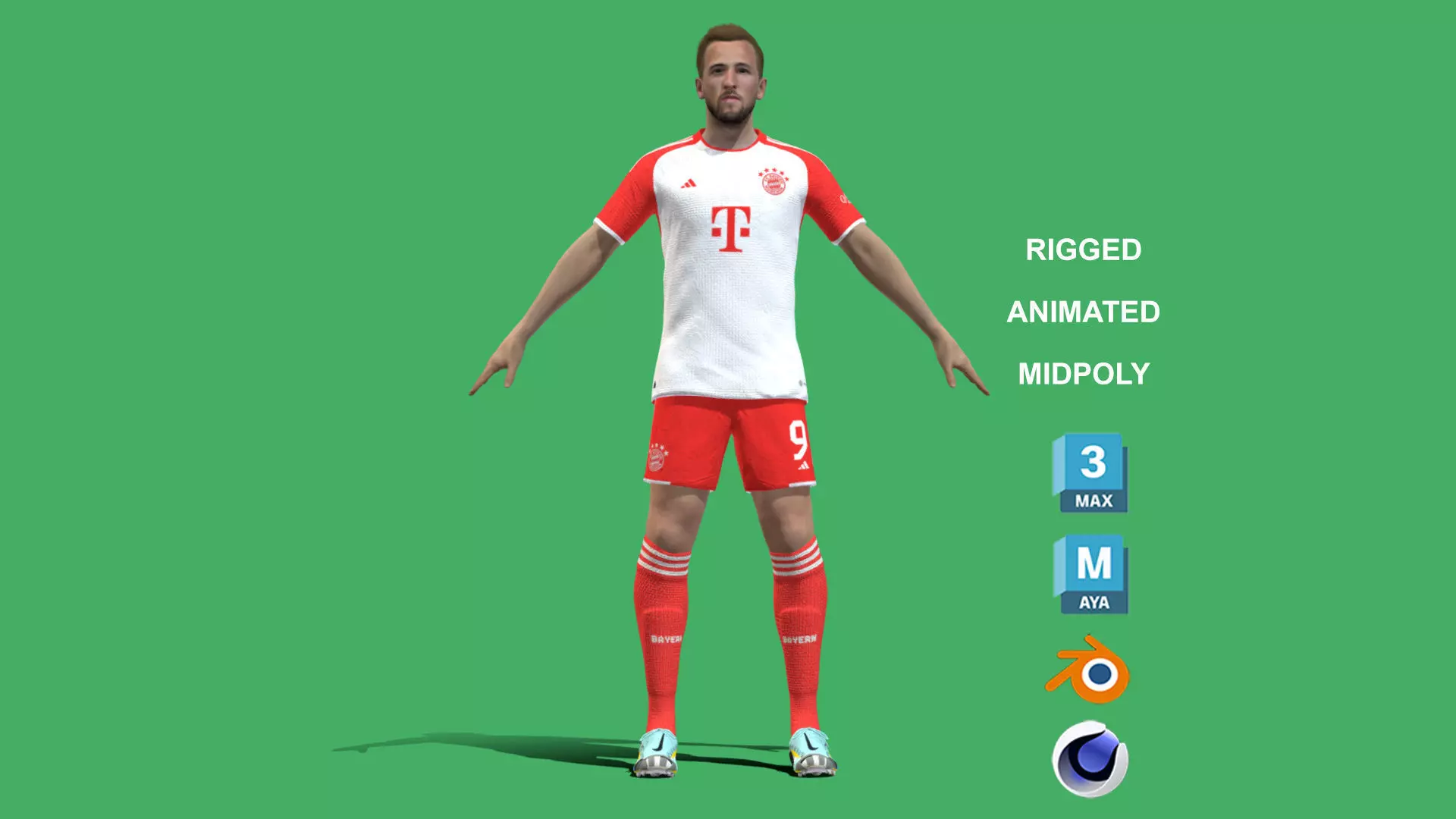 3D Rigged Harry Kane T-pose Bayern Munich 2024 3D model