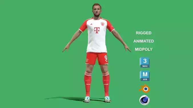 3D Rigged Harry Kane T-pose Bayern Munich 2024 3D model