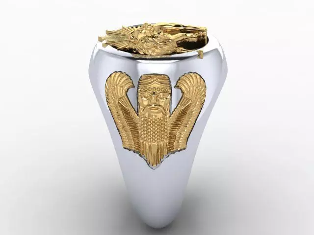 lion and sun shirokhorshid ring 3D print model