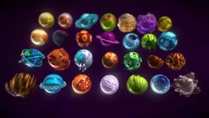 Cartoon Solar System2 Low-poly 3D model