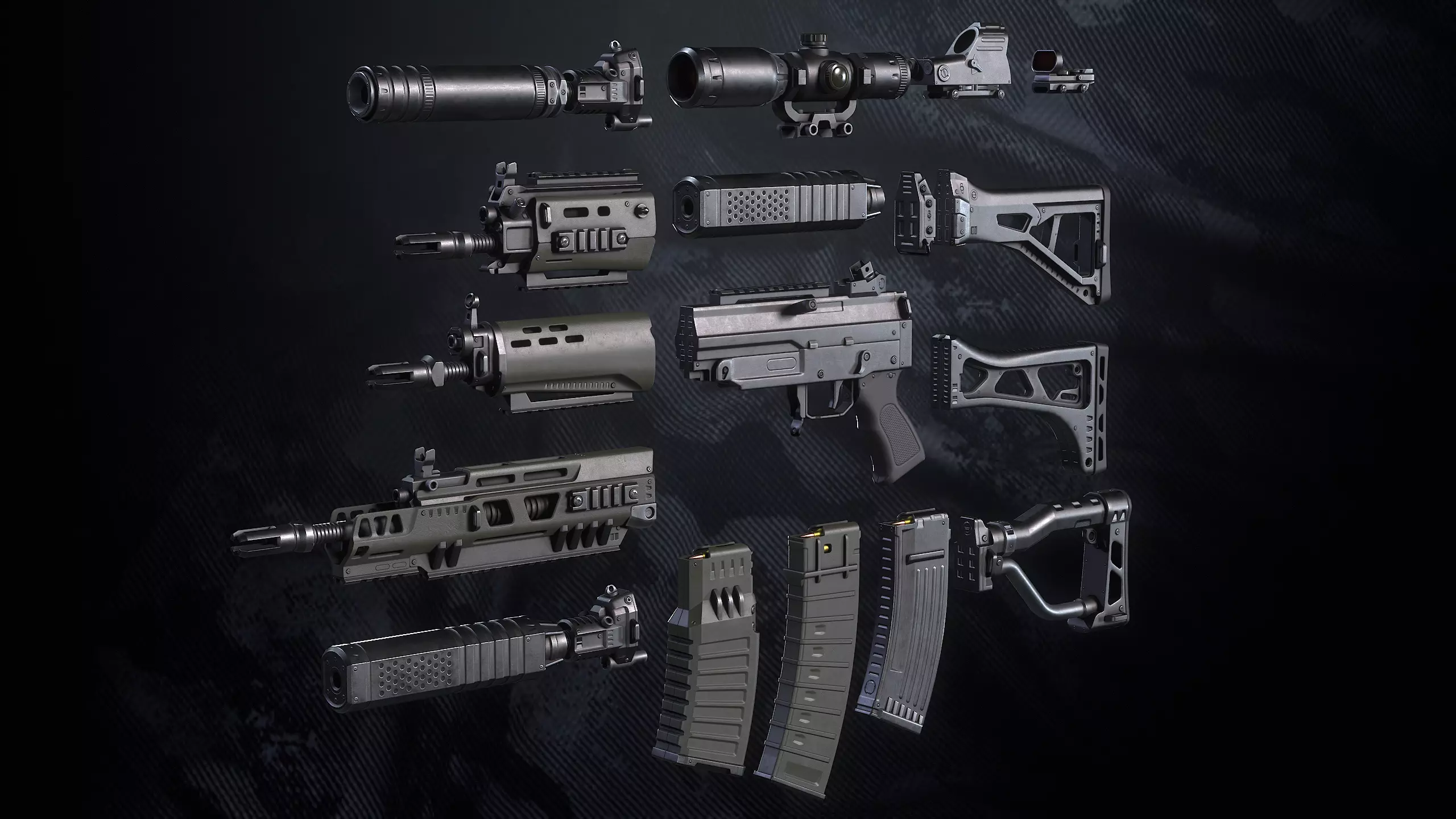 Modular Weapon Low-poly 3D model_0