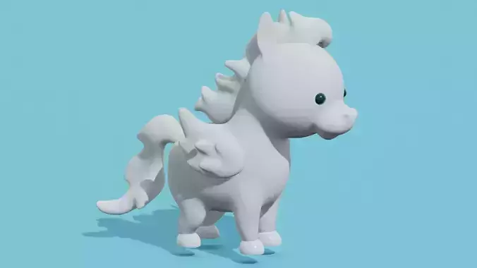Cute white Pegasus with wings 