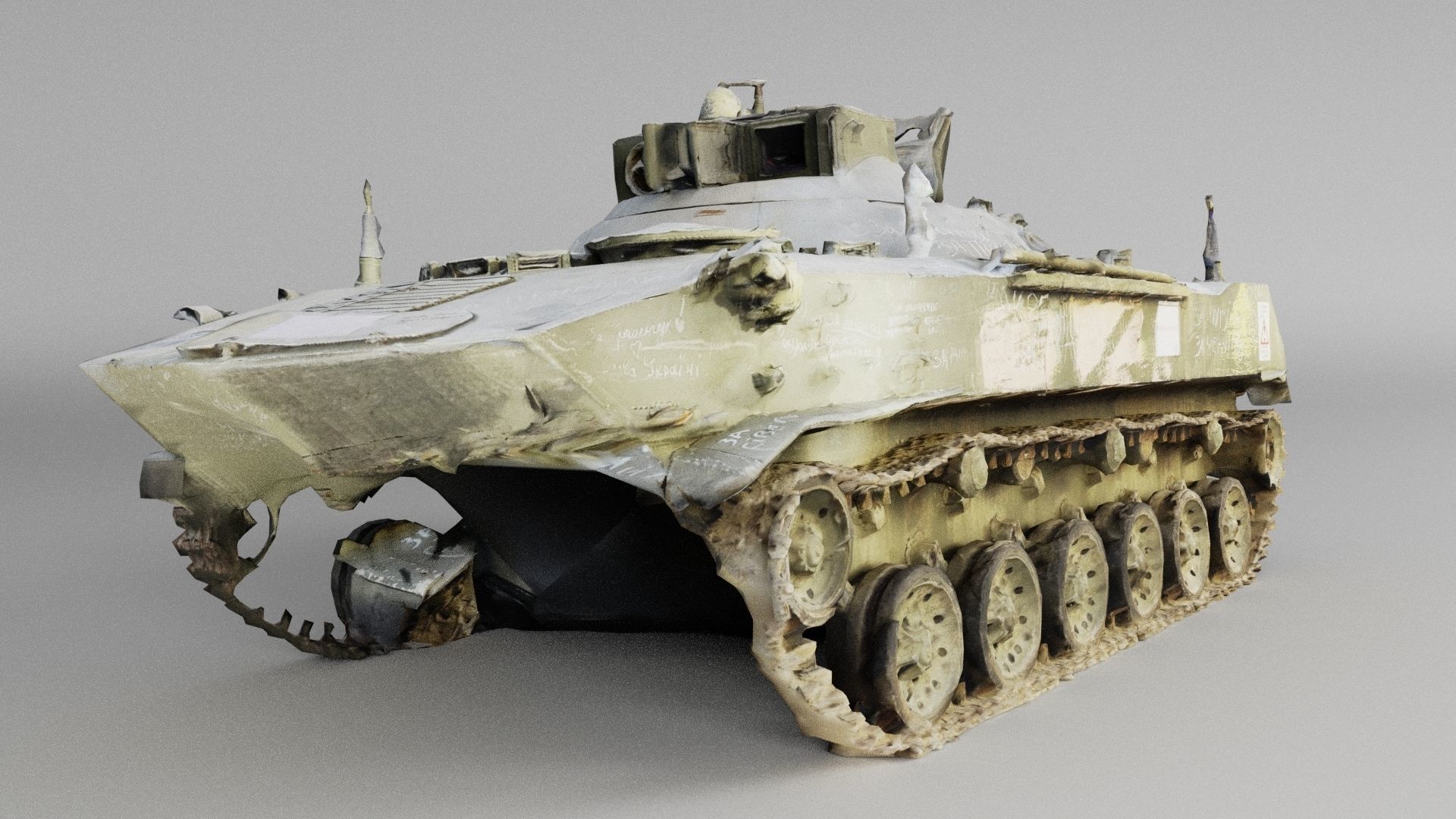 Destroyed BMD-2 Soviet airborne infantry fighting vehicle 3D model_4