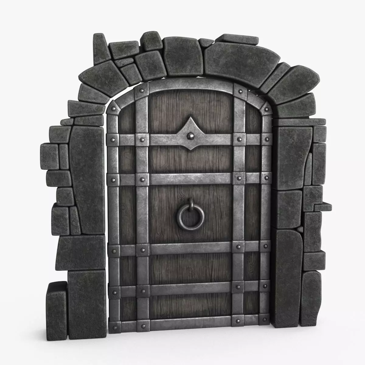 Old Wood Door v4 Low-poly 3D model_0