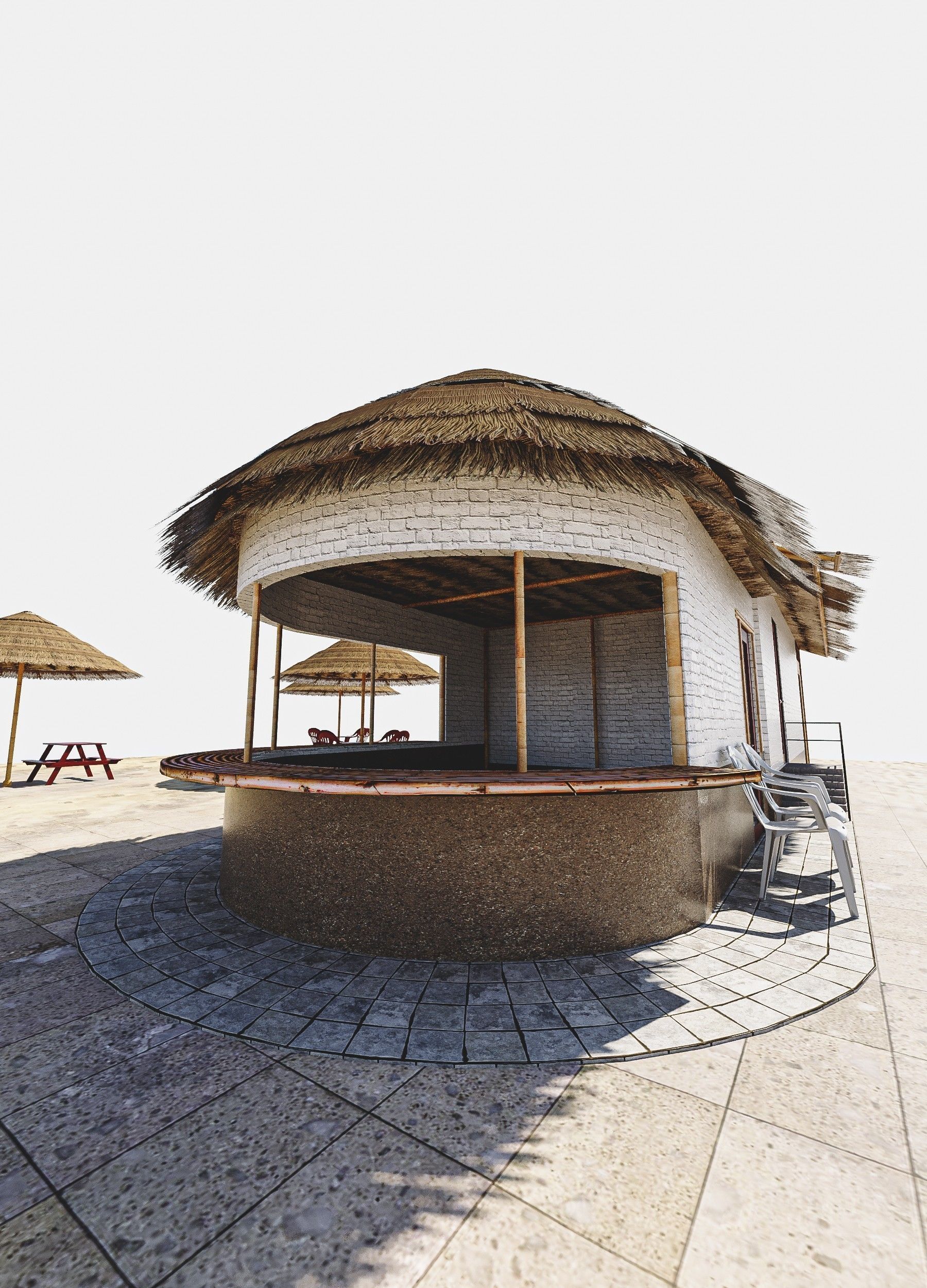 Beach Bar Low-poly 3D model_3