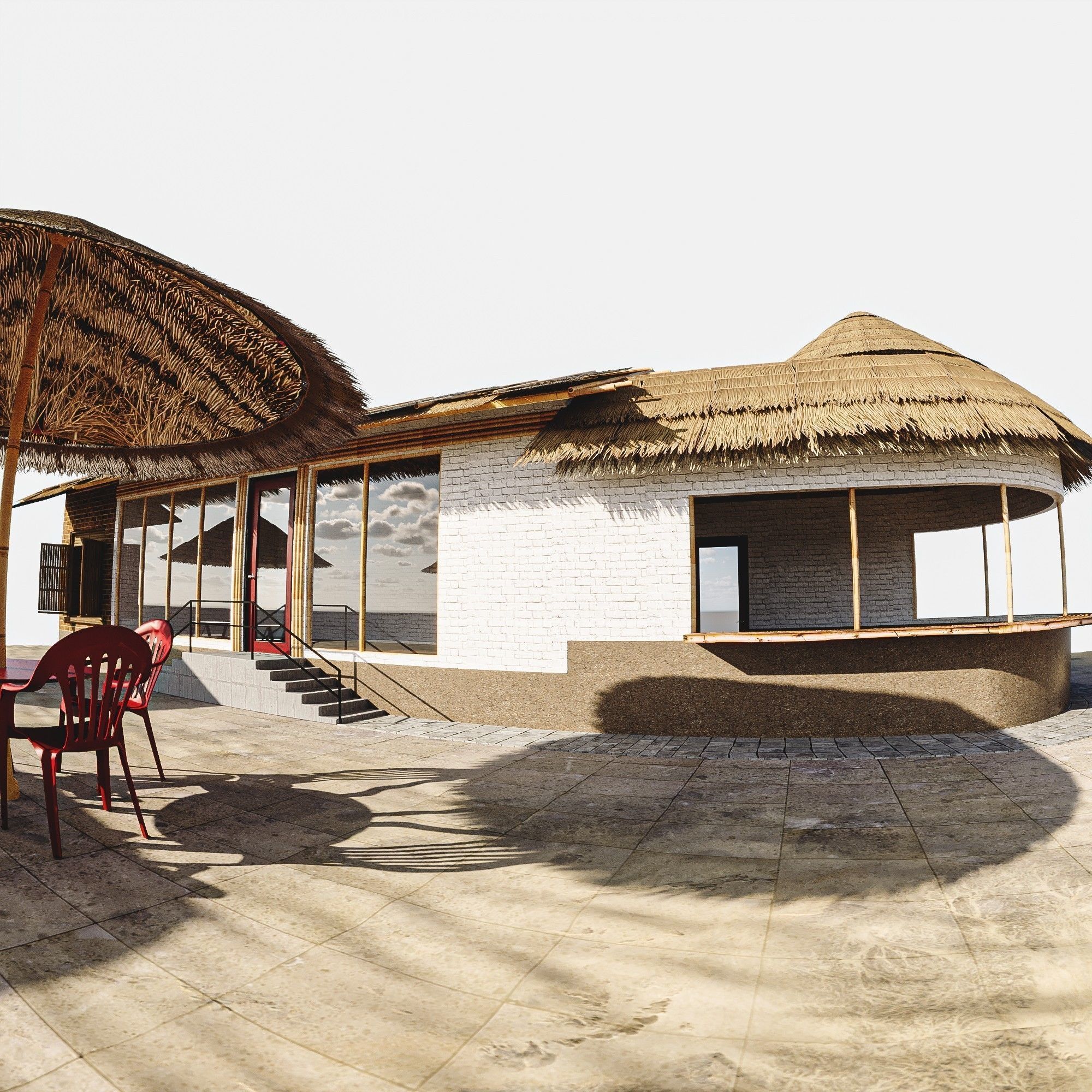Beach Bar Low-poly 3D model_16