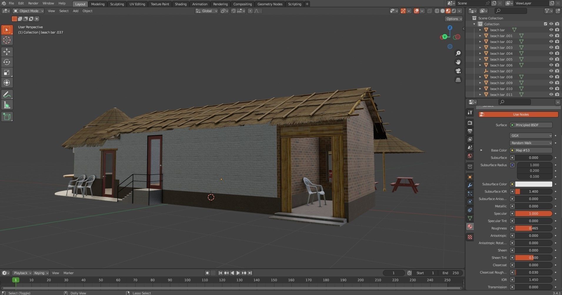 Beach Bar Low-poly 3D model_21