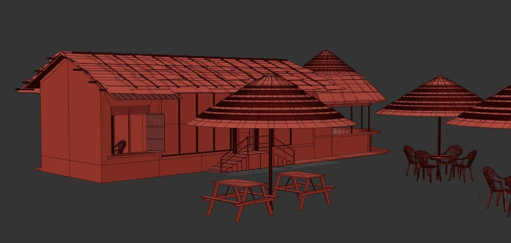 Beach Bar Low-poly 3D model_28