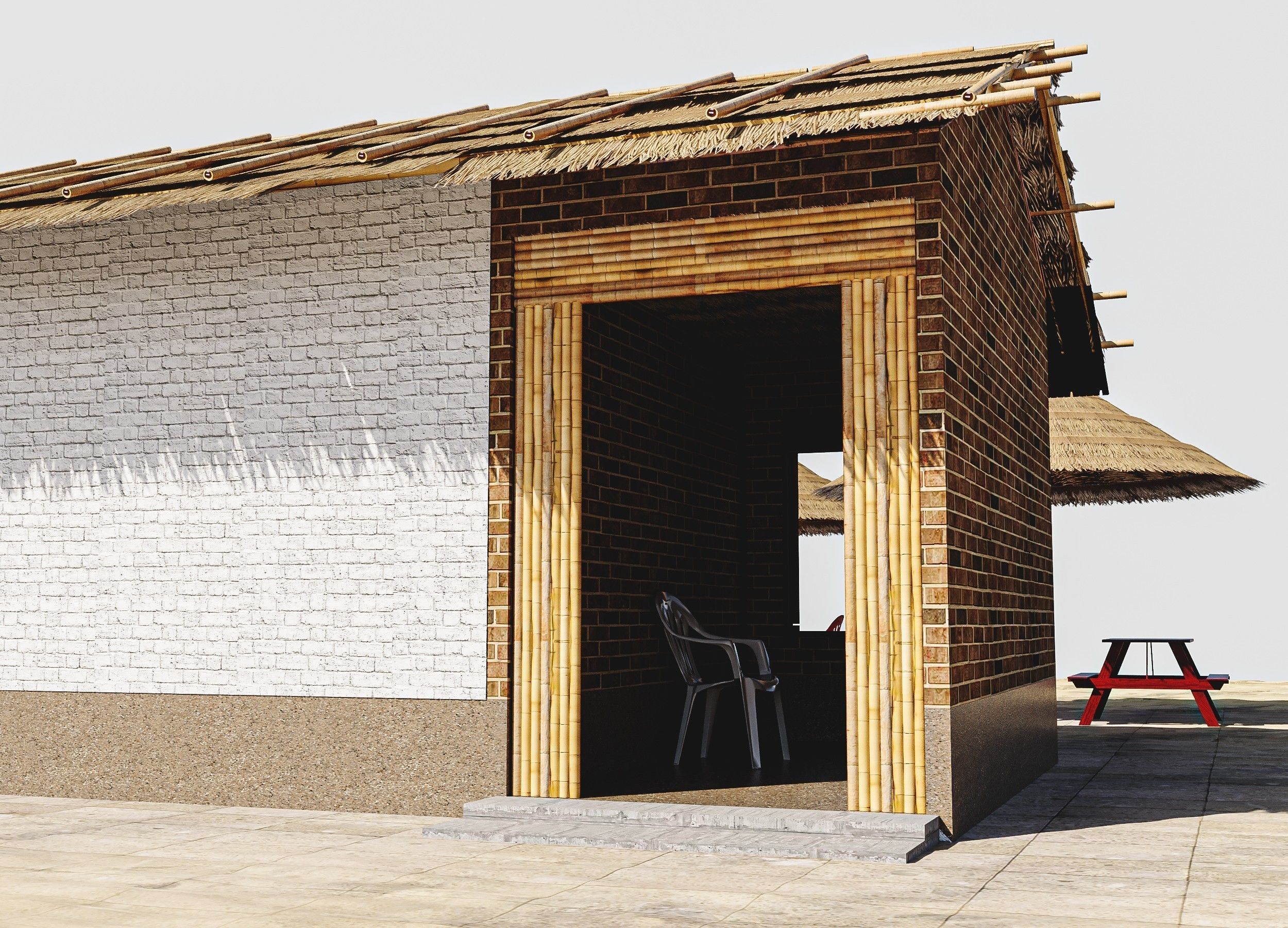 Beach Bar Low-poly 3D model_10