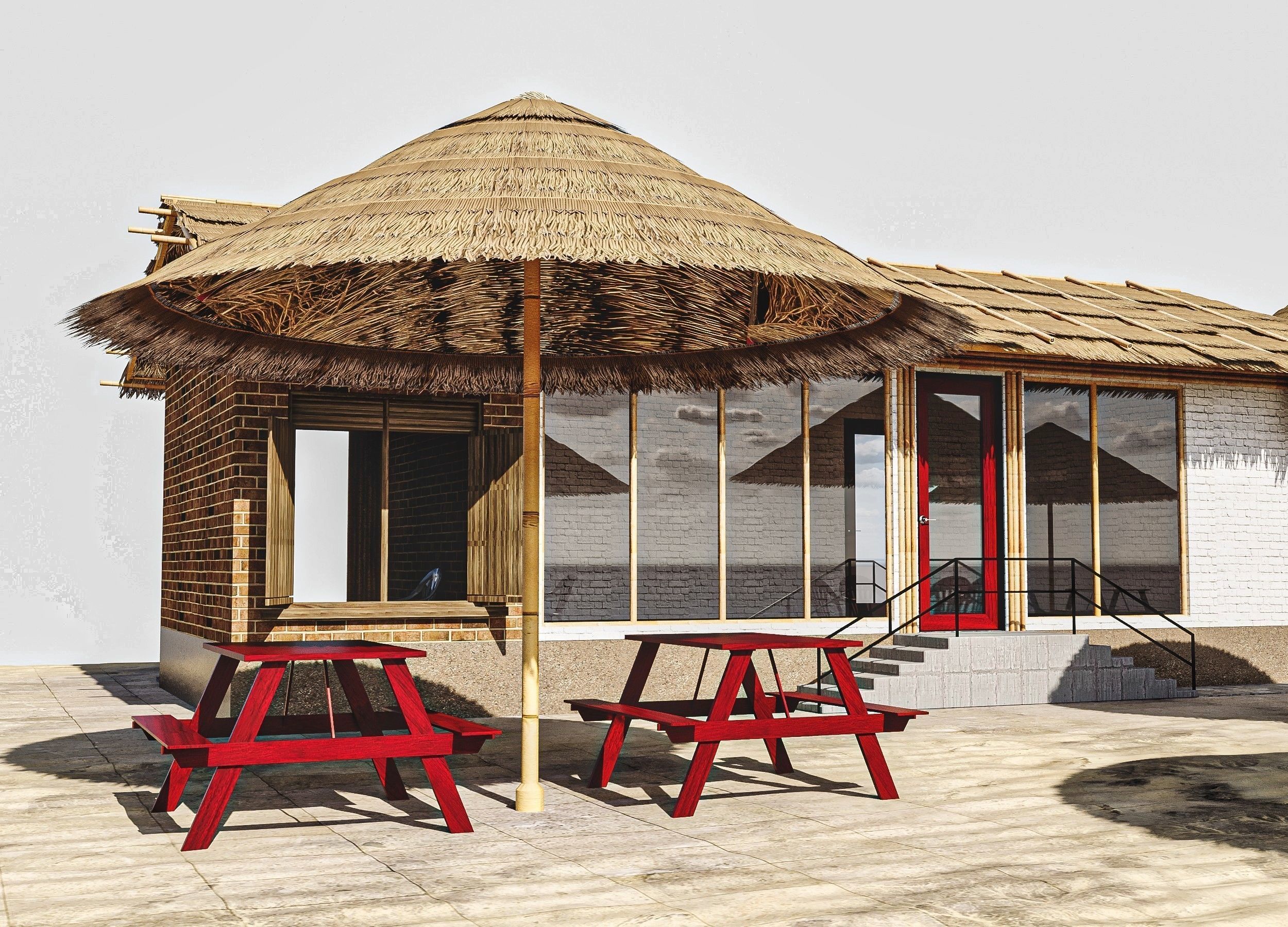 Beach Bar Low-poly 3D model_7