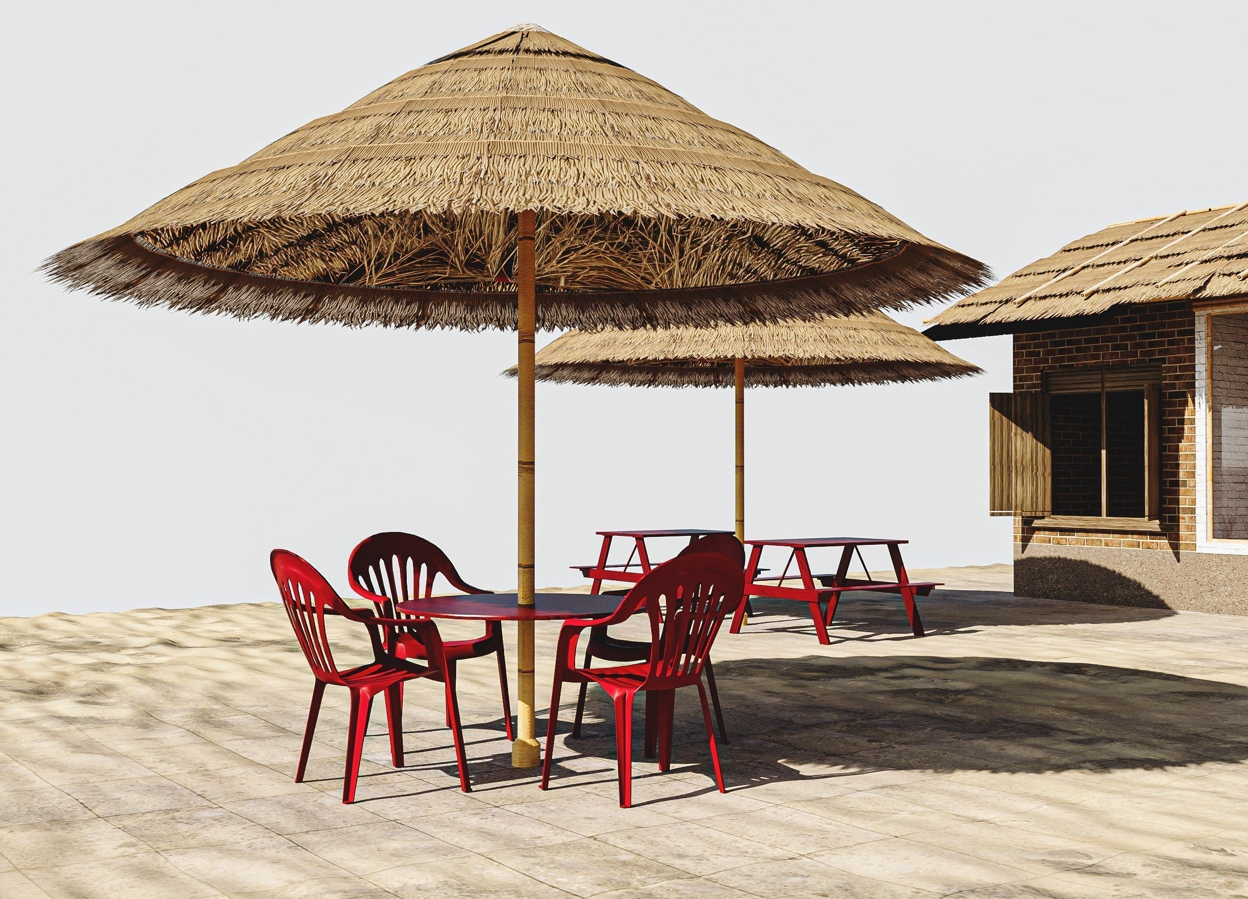 Beach Bar Low-poly 3D model_1