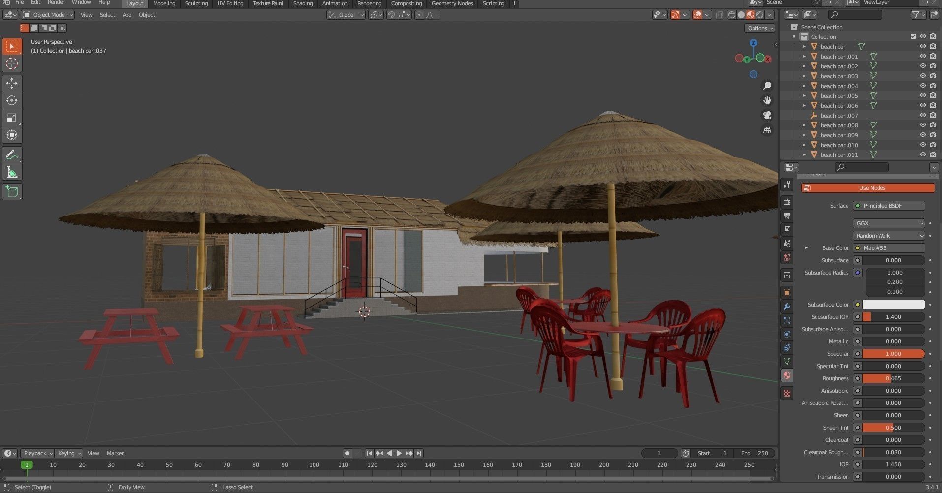 Beach Bar Low-poly 3D model_20