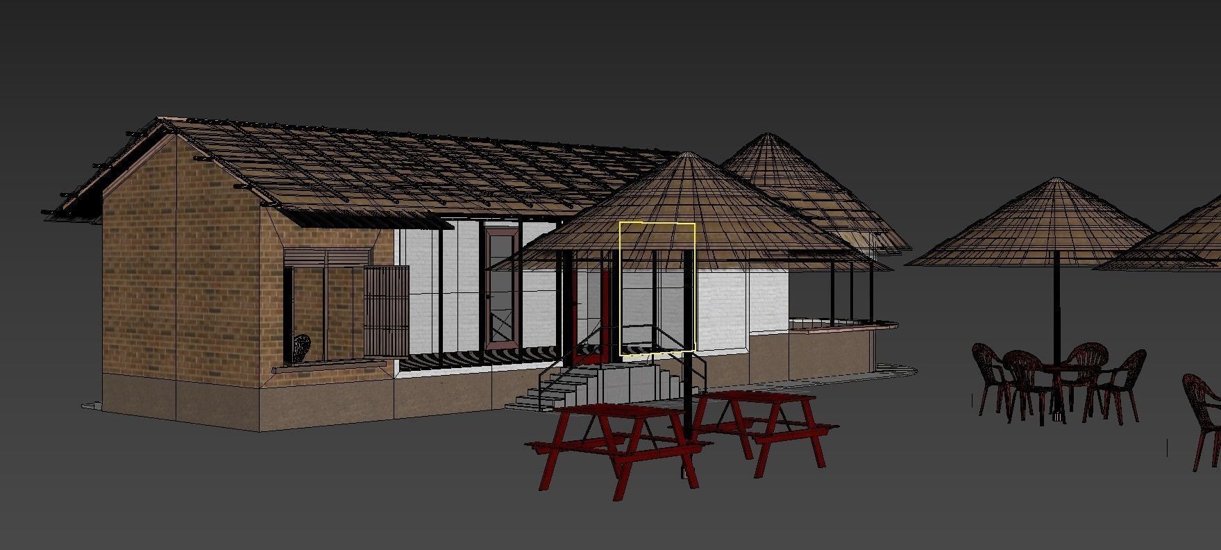 Beach Bar Low-poly 3D model_24