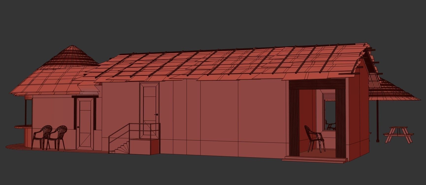 Beach Bar Low-poly 3D model_29