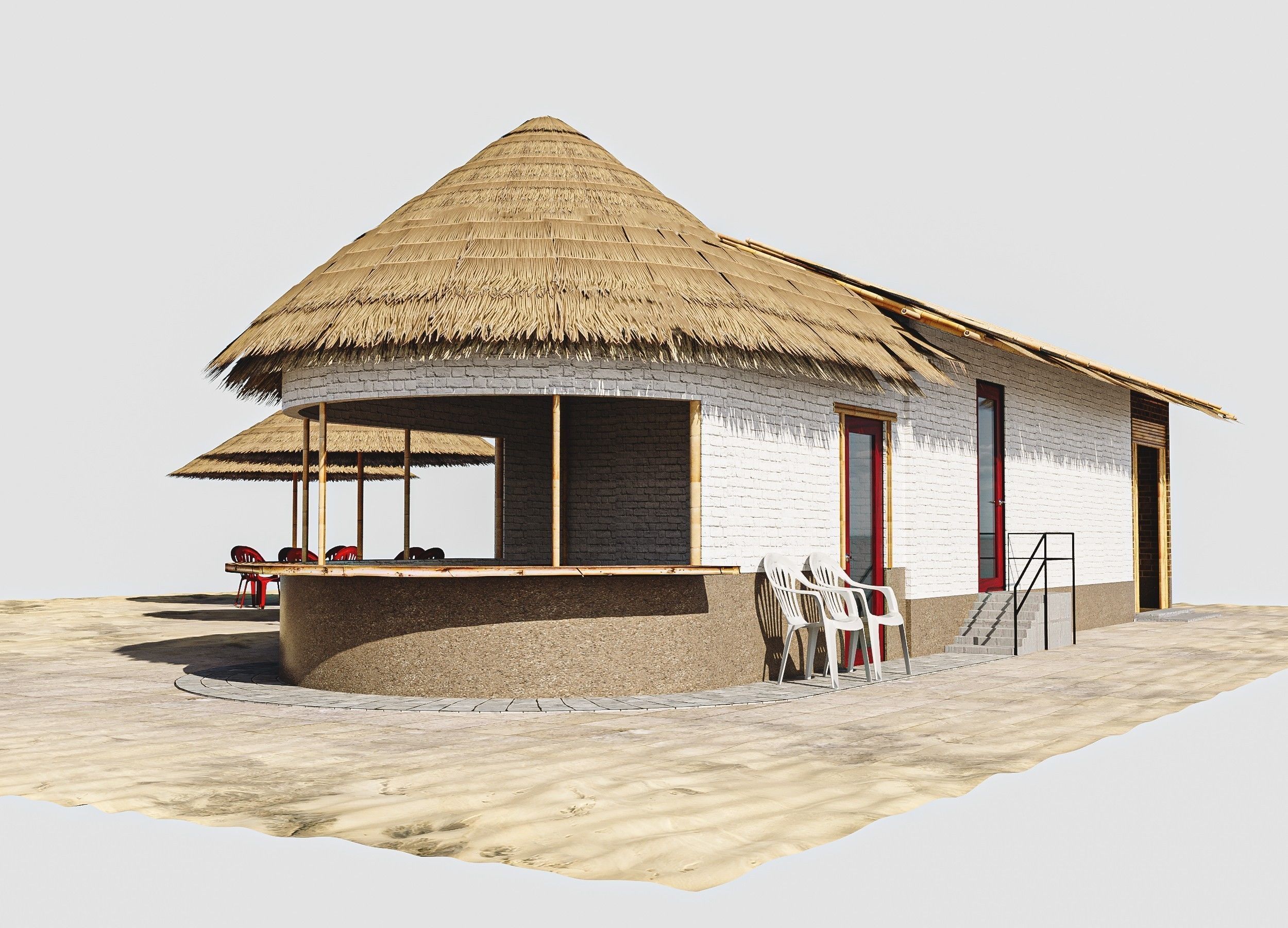 Beach Bar Low-poly 3D model_11