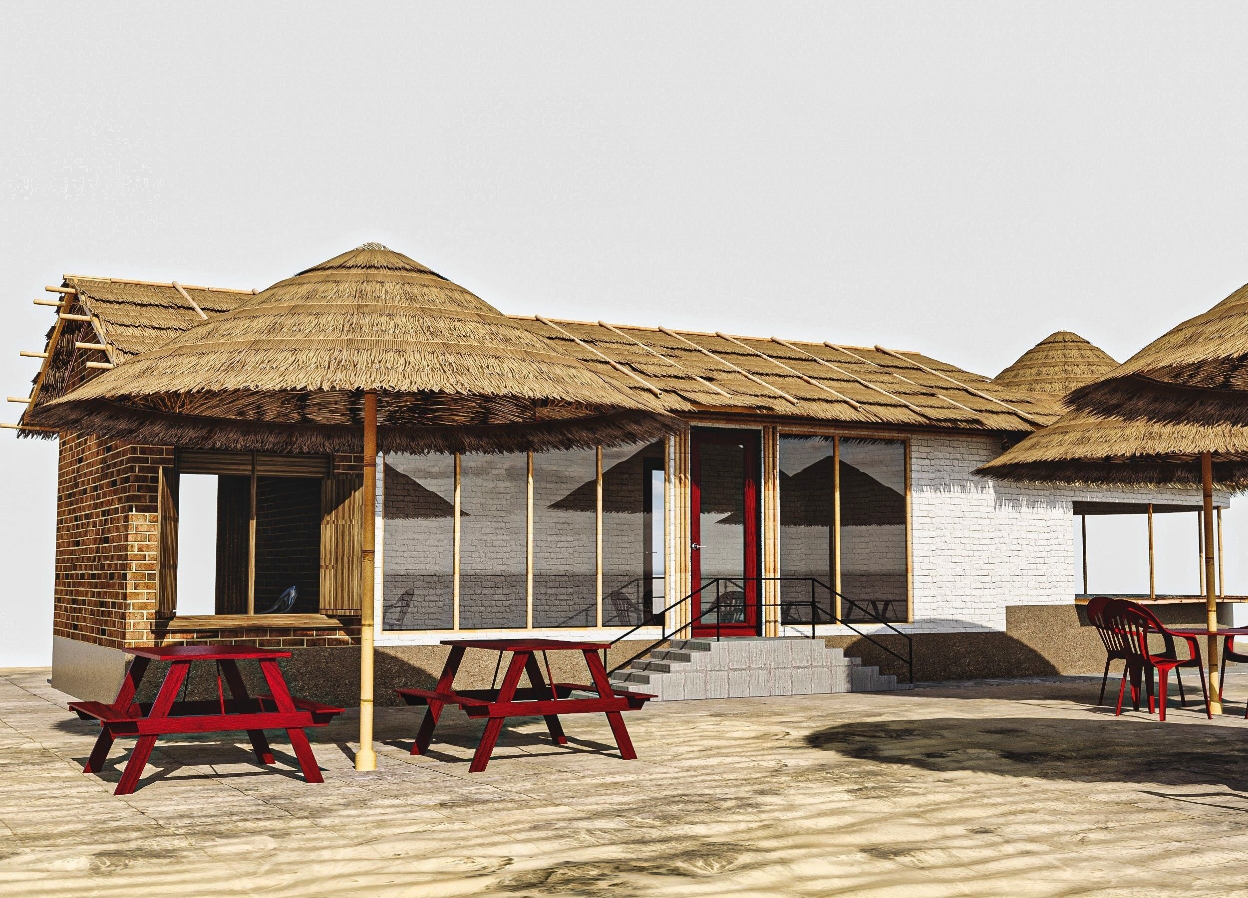 Beach Bar Low-poly 3D model_4