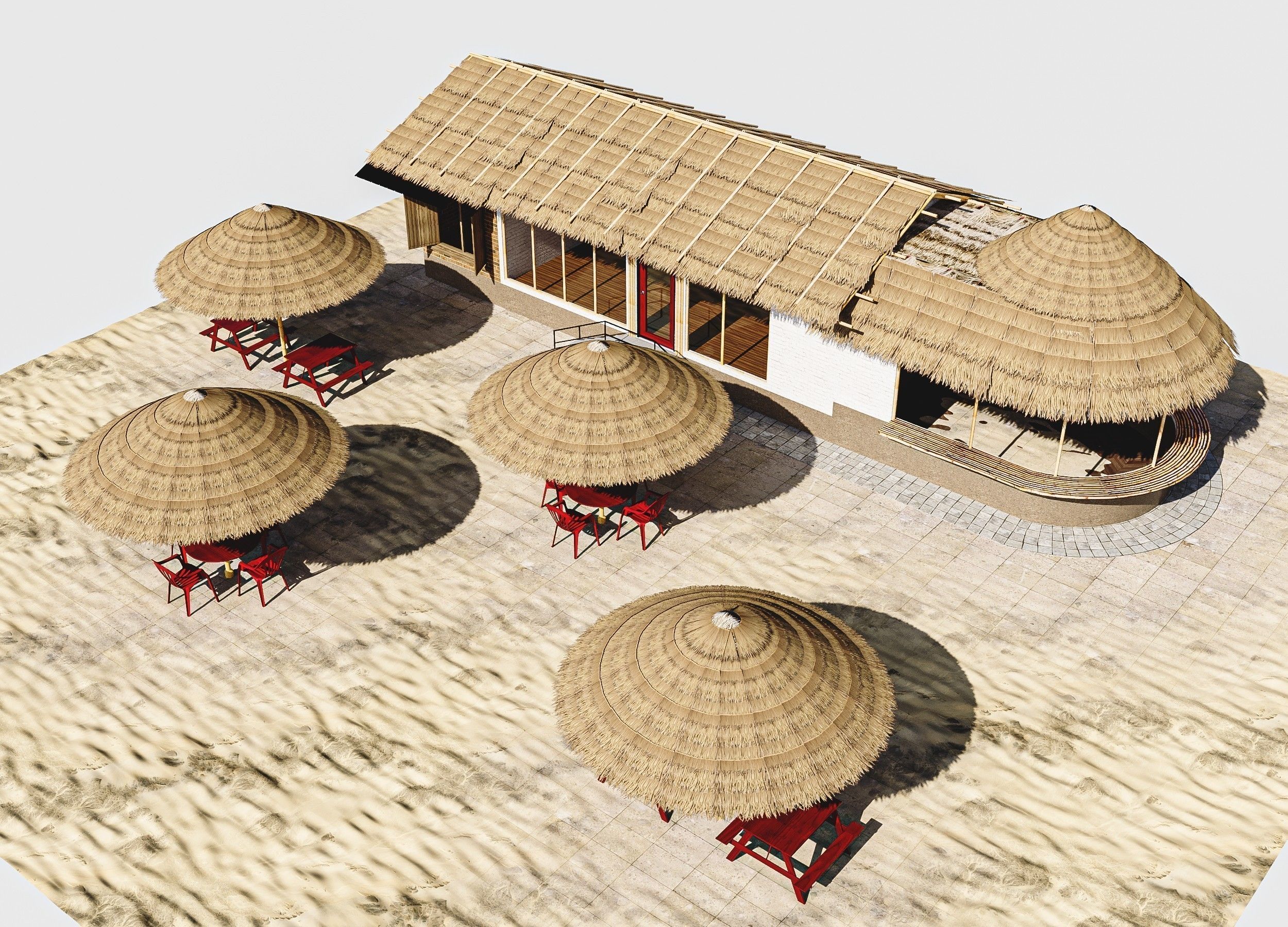 Beach Bar Low-poly 3D model_8