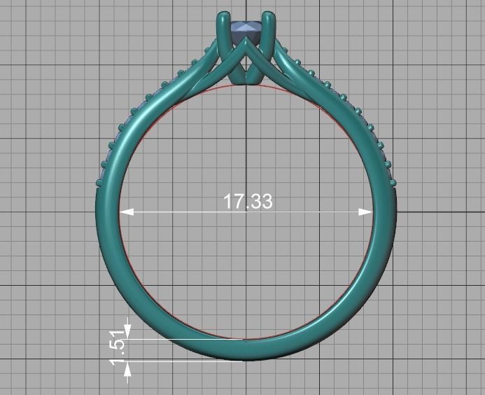 Trellis Solitaire Ring with 20 pointer stone 4prong ring 3D print model_31