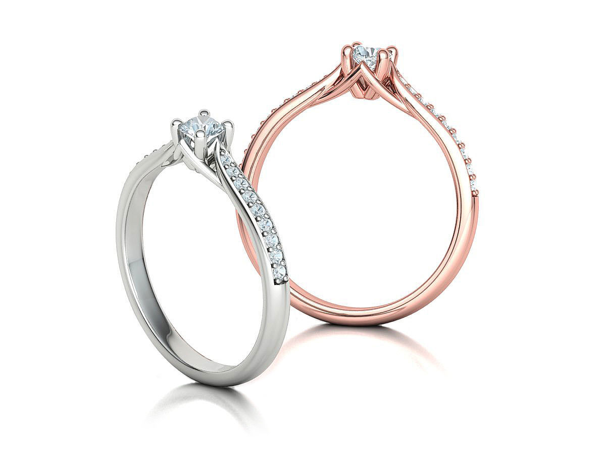 Trellis Solitaire Ring with 20 pointer stone 4prong ring 3D print model_2