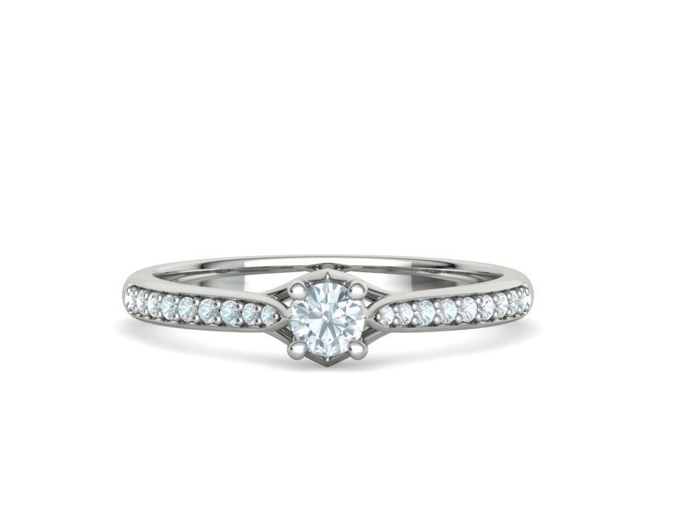 Trellis Solitaire Ring with 20 pointer stone 4prong ring 3D print model_9