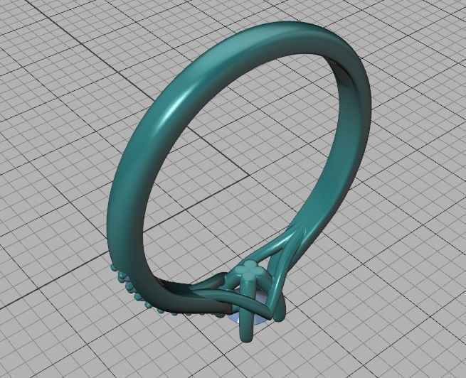 Trellis Solitaire Ring with 20 pointer stone 4prong ring 3D print model_36