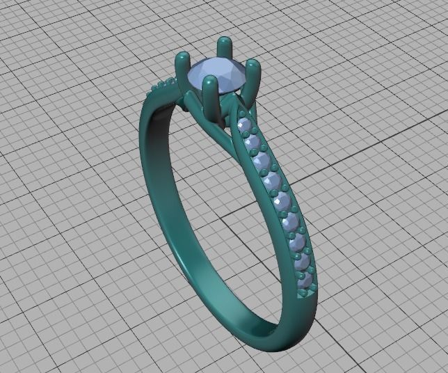 Trellis Solitaire Ring with 20 pointer stone 4prong ring 3D print model_34