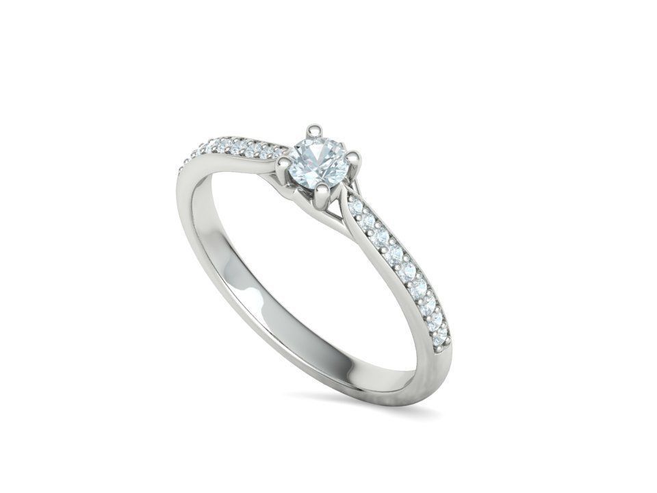 Trellis Solitaire Ring with 20 pointer stone 4prong ring 3D print model_29
