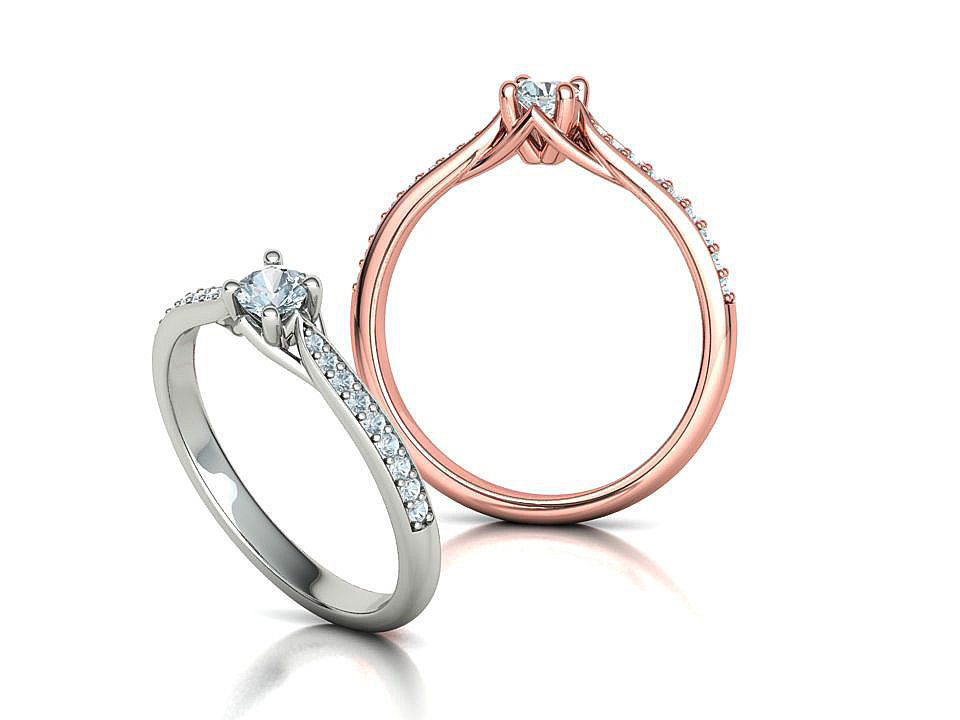 Trellis Solitaire Ring with 20 pointer stone 4prong ring 3D print model_3