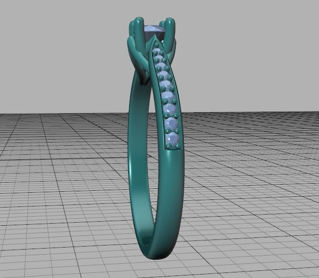 Trellis Solitaire Ring with 20 pointer stone 4prong ring 3D print model_37