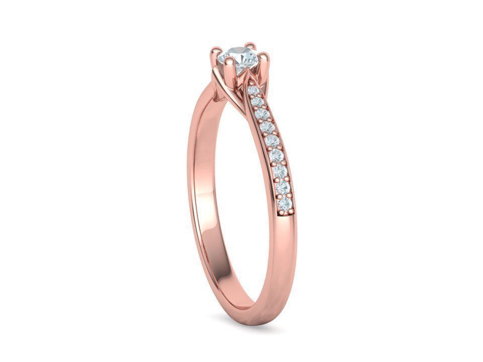 Trellis Solitaire Ring with 20 pointer stone 4prong ring 3D print model_24