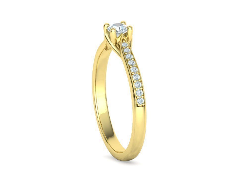 Trellis Solitaire Ring with 20 pointer stone 4prong ring 3D print model_25
