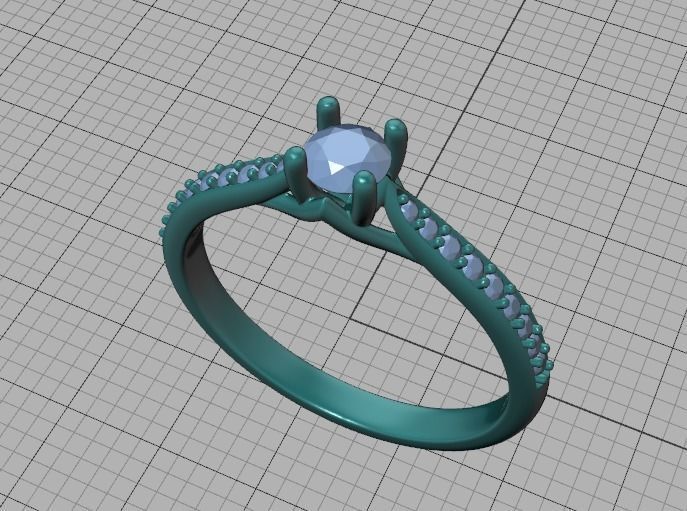 Trellis Solitaire Ring with 20 pointer stone 4prong ring 3D print model_33