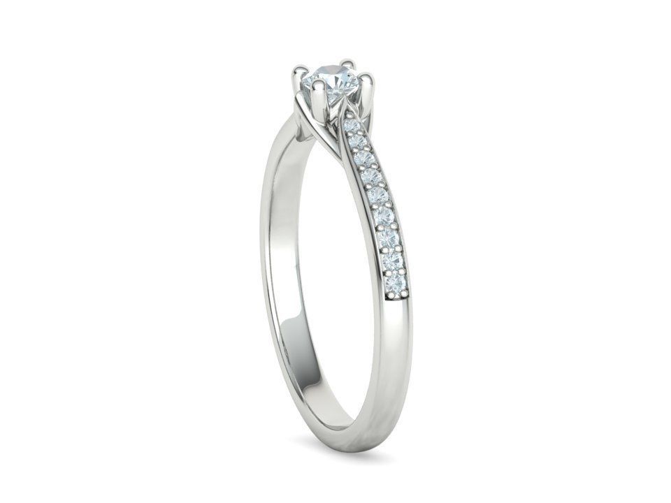 Trellis Solitaire Ring with 20 pointer stone 4prong ring 3D print model_26