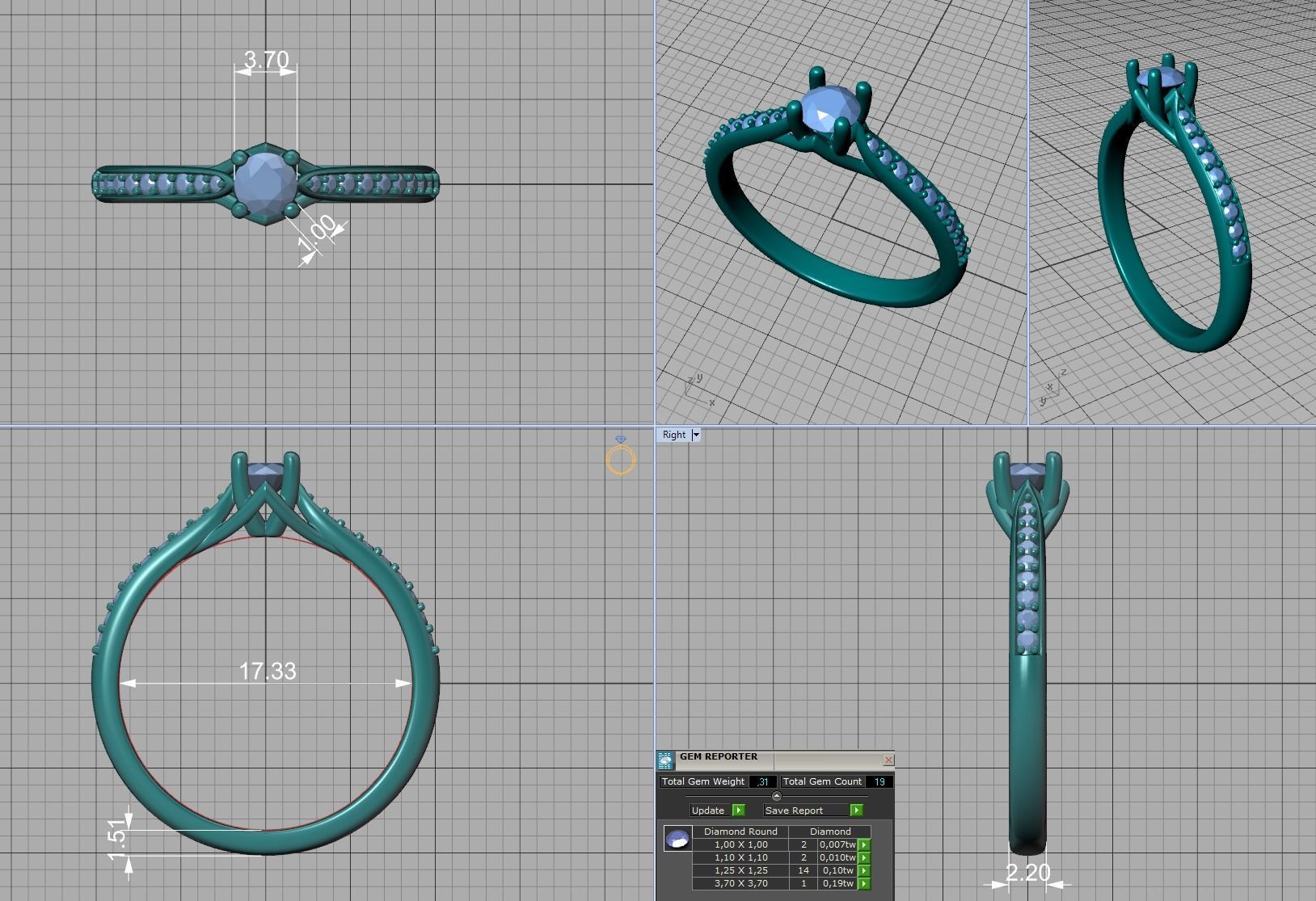 Trellis Solitaire Ring with 20 pointer stone 4prong ring 3D print model_10