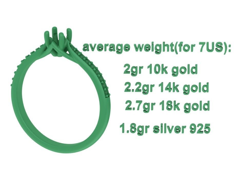 Trellis Solitaire Ring with 20 pointer stone 4prong ring 3D print model_14