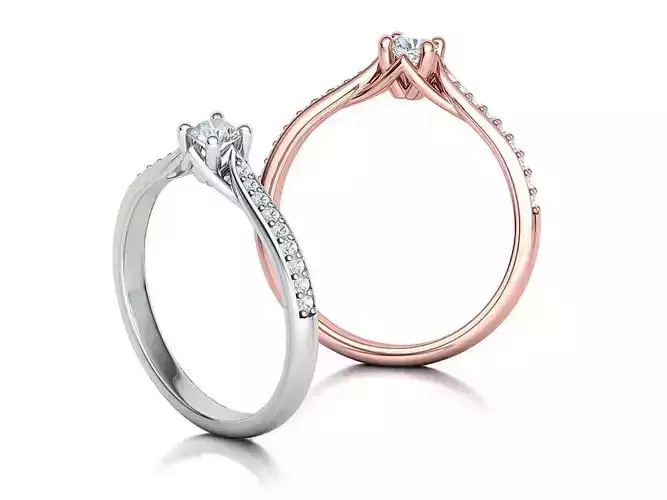 Trellis Solitaire Ring with 20 pointer stone 4prong ring 3D print model