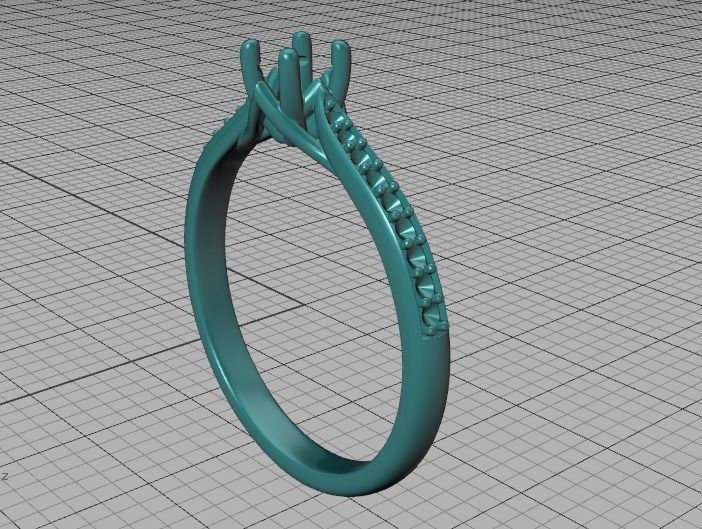 Trellis Solitaire Ring with 20 pointer stone 4prong ring 3D print model_12