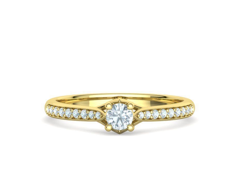 Trellis Solitaire Ring with 20 pointer stone 4prong ring 3D print model_8